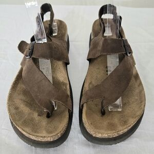 Goldstar Brown Leather Adjustable Strap Sandals Rustic Boho Festival, size 38